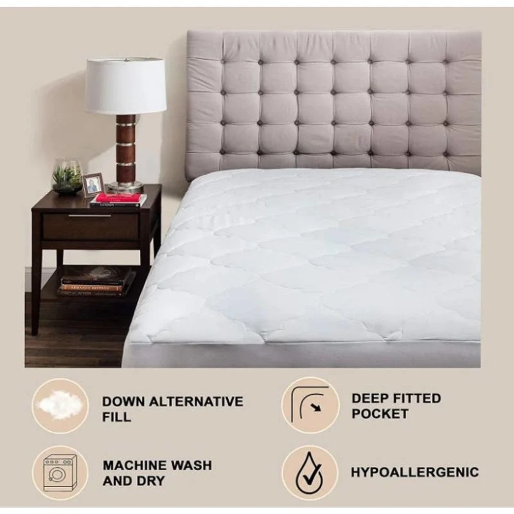 Micropuff King Mattress Pad Cover Fitted Quilted (King Size 78x80)